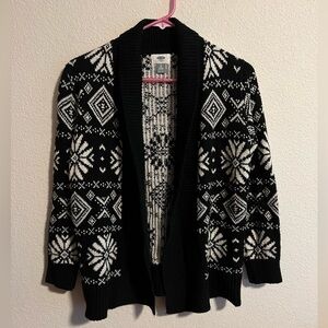 Old Navy Black and White Alpine Knit Cardigan Size Medium